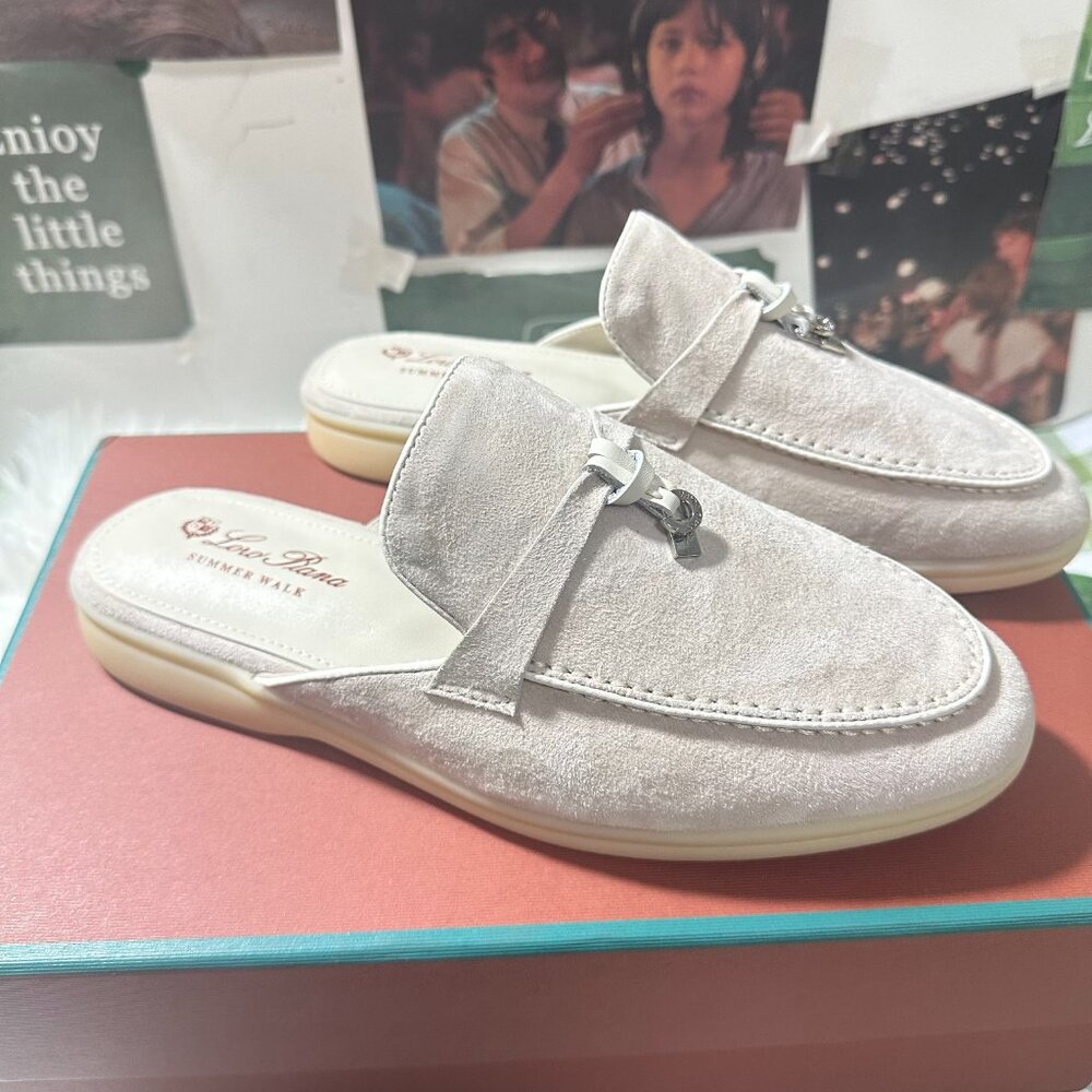 Loro Piana Summer Charms Walk women's suede casual flats